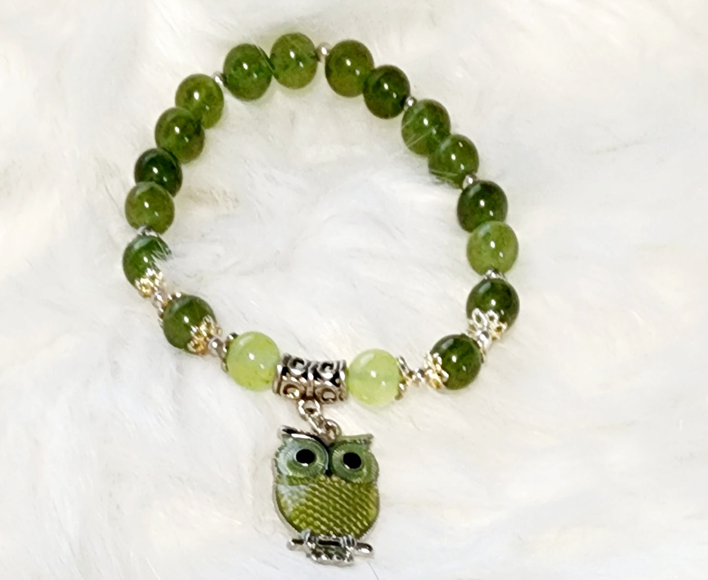 Custom Natural Chalcedony Bead Bracelet with Charms