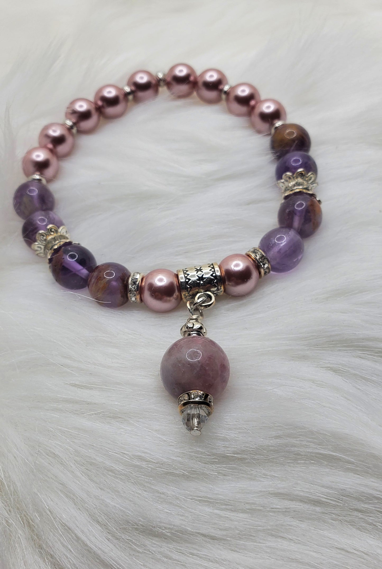 Custom Natural Crystal Bead Bracelets with Charms
