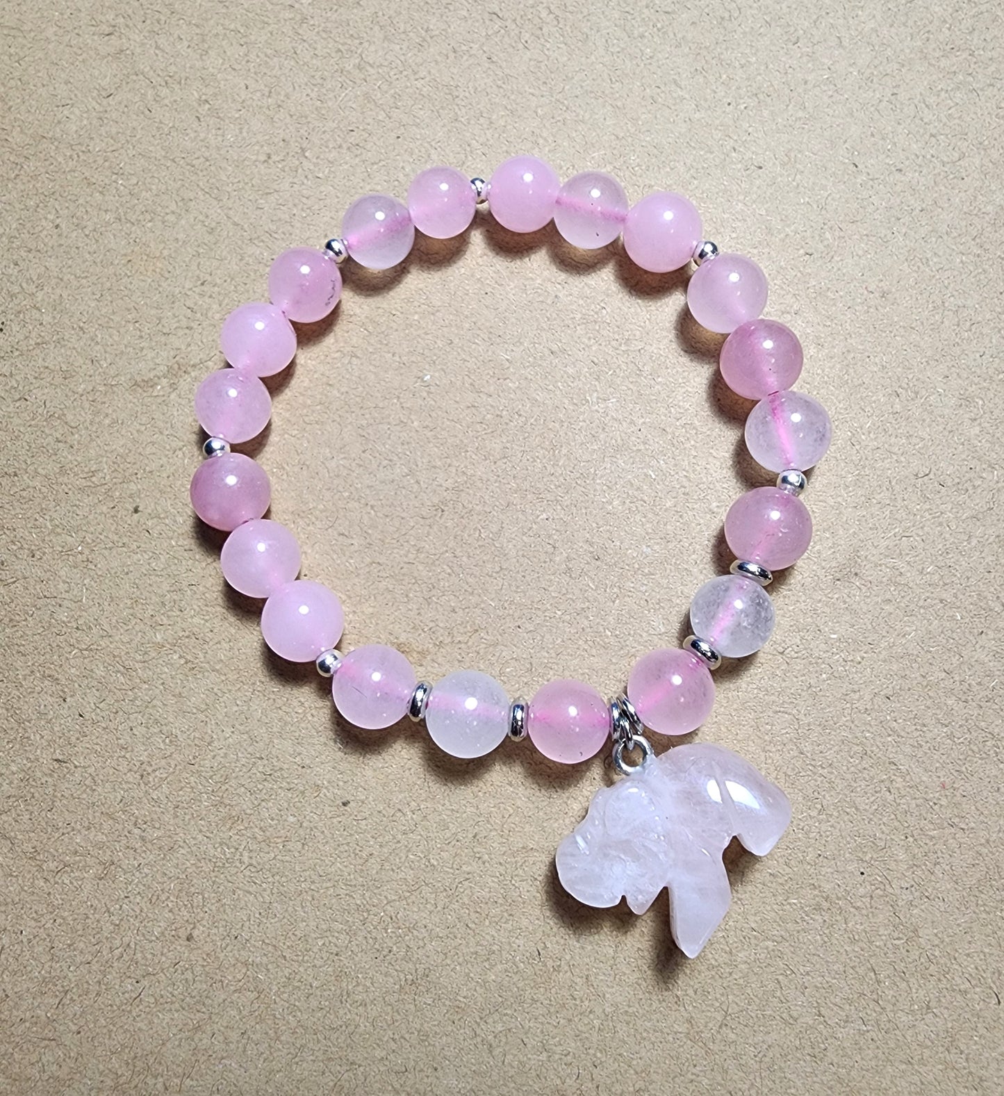 Custom Natural Chalcedony Bead Bracelet with Charms