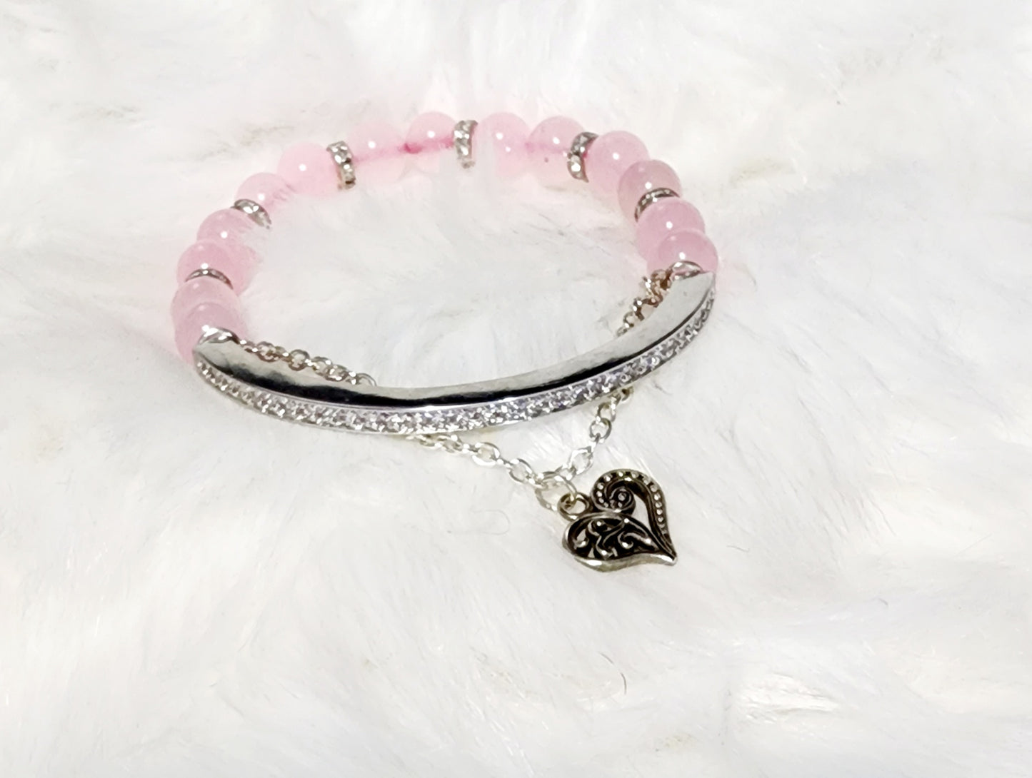 Custom Natural Chalcedony Bead Bracelet with Charms