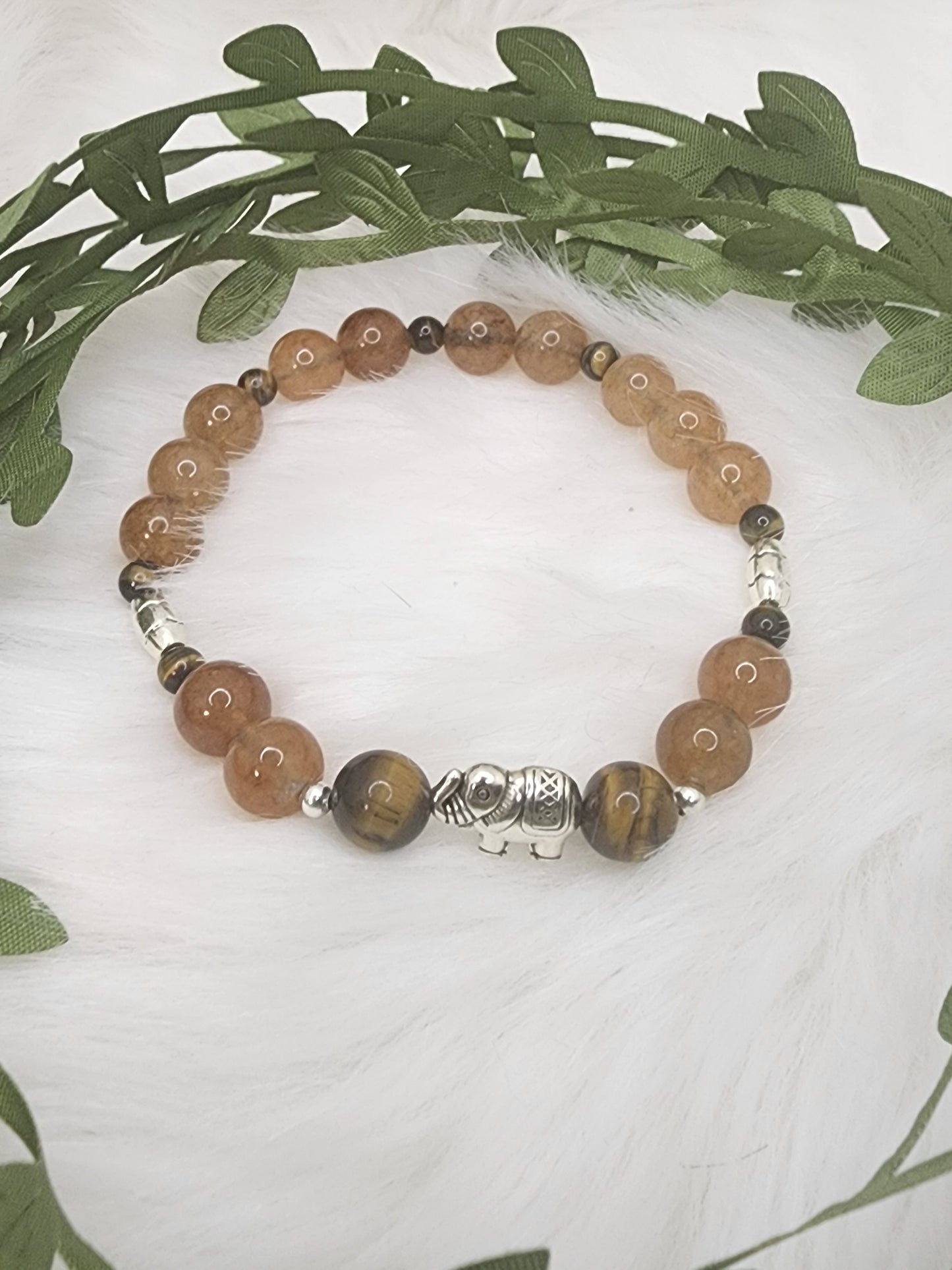 Custom Natural Chalcedony Bead Bracelet with Charms