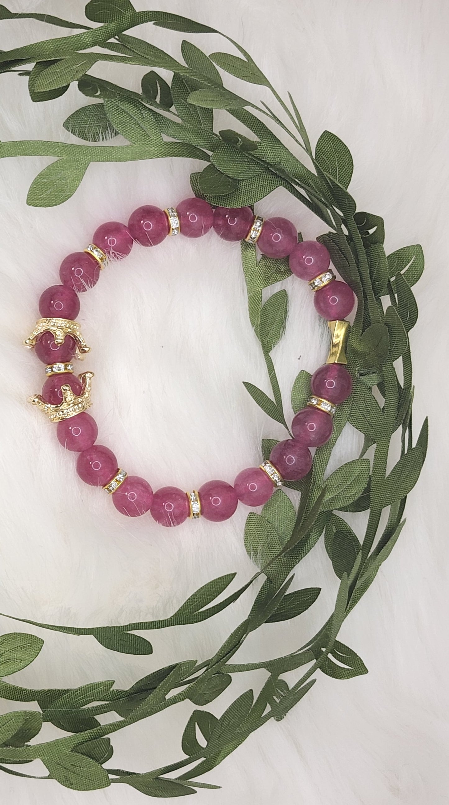 Custom Natural Chalcedony Bead Bracelet with Charms