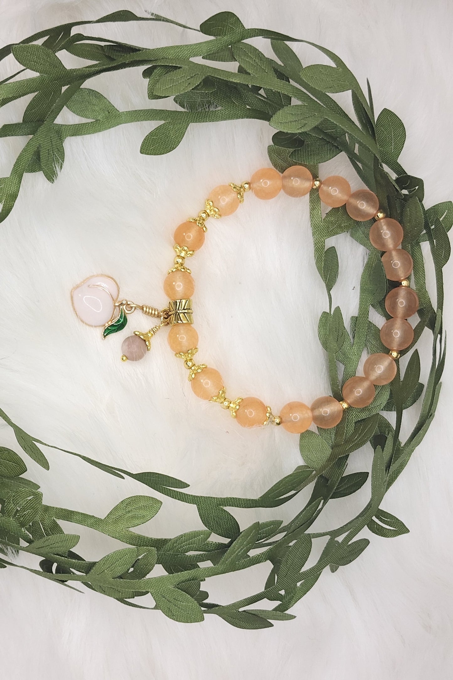 Custom Natural Chalcedony Bead Bracelet with Charms