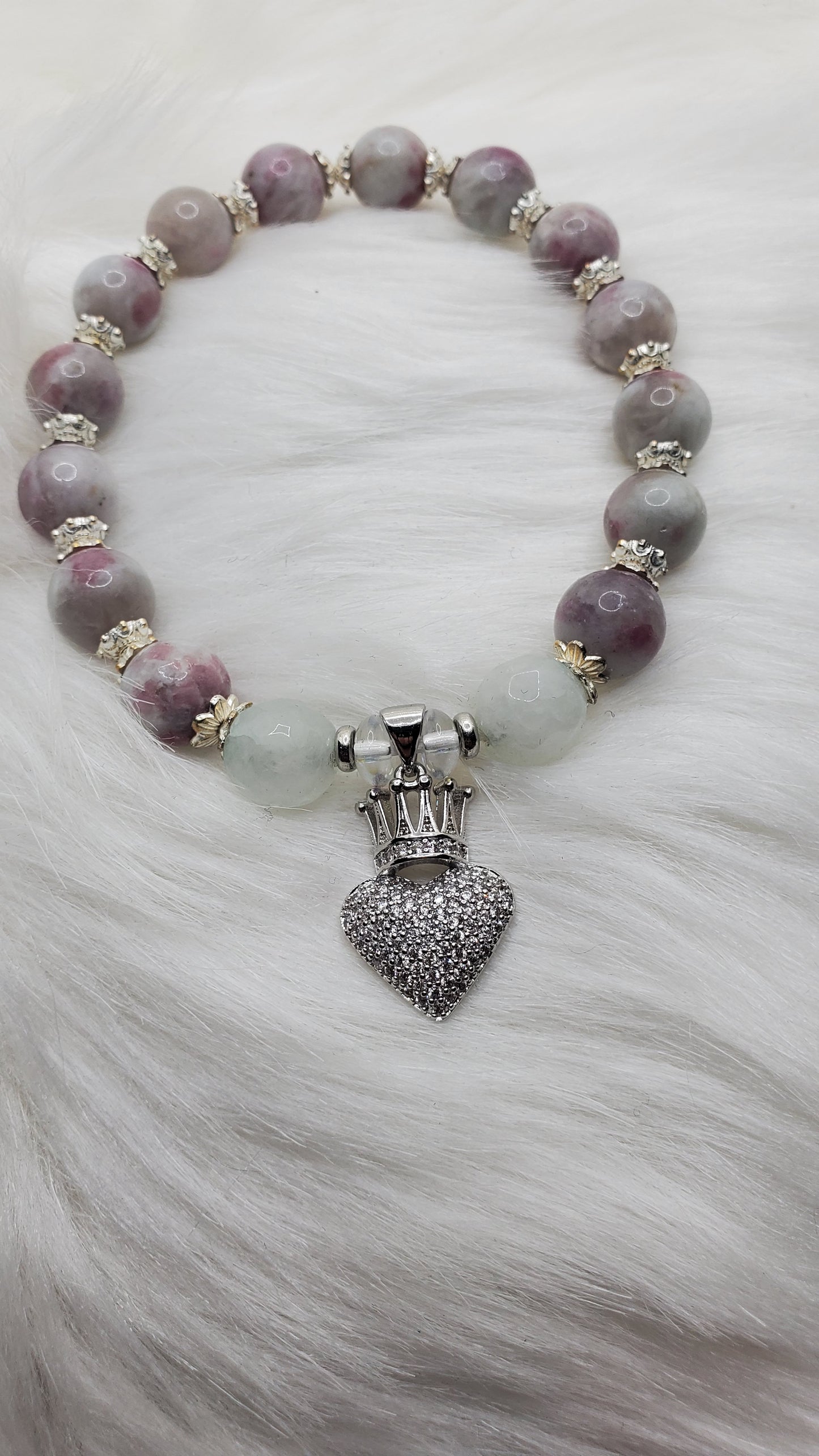 Custom Natural Crystal Bead Bracelets with Charms