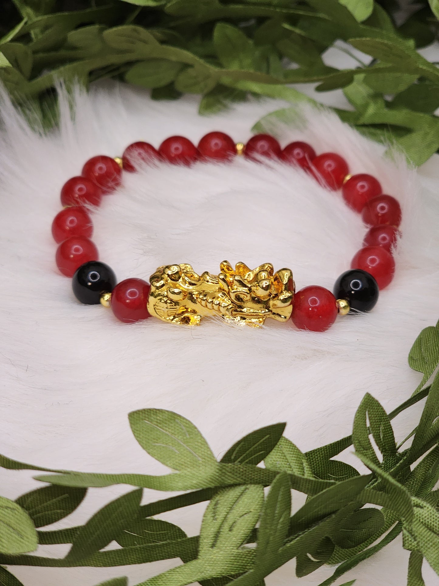 Custom Natural Chalcedony Bead Bracelet with Charms